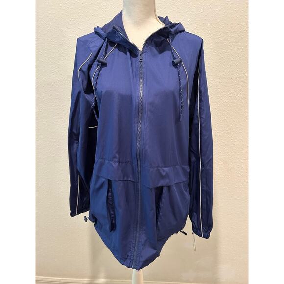 ID Ideology Women's Plus Size Packable Zip-Front Jacket Tartan Blue Choose Size - Picture 1 of 10